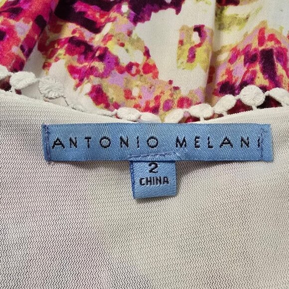 Antonio Melani Marbled V-Neck Cap Sleeve Faux Wrap Mini Dress Sz 2 - Picture 9 of 10